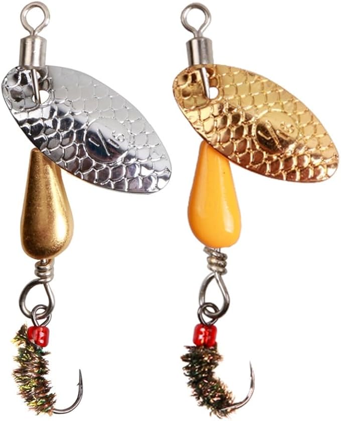Trout Spinners - Fly Trout Fishing Lures for Bass Salmon Pike, Smallmouth Bass Lures with Brass Spinner for Lake River Fishing