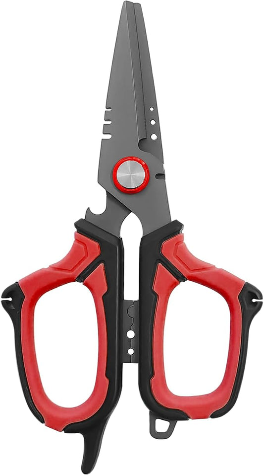 Eupheng 6.5" Pro Multifunction Fishing Scissors for Braided Line Mono Fluorocarbon wire lines,Dual Serrated Titanium Blades Non-Slip Grip Fishing Shears Enlarged Finger Holes with Bottle Opener