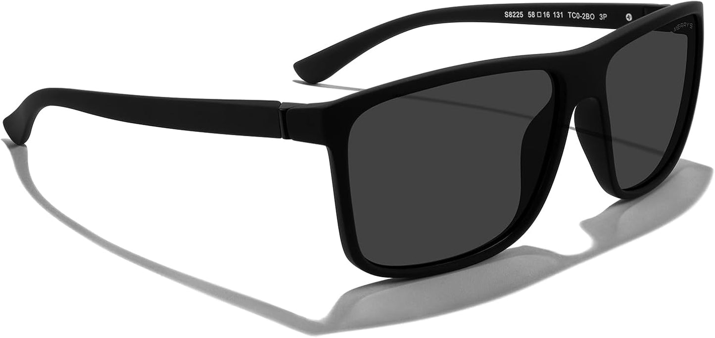 MERRY'S Rectangular Polarized Sports Sunglasses for Men Women Cycling Driving Fishing UV400 Protection S8225