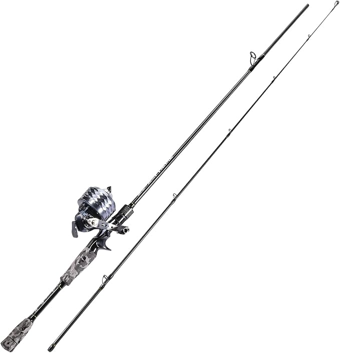 Sougayilang Spincast Reel and 2-Piece Fishing Rod Combo, Durable Fishing Rod with EVA Handle, Anti-Reverse Reel with Pre-Spooled