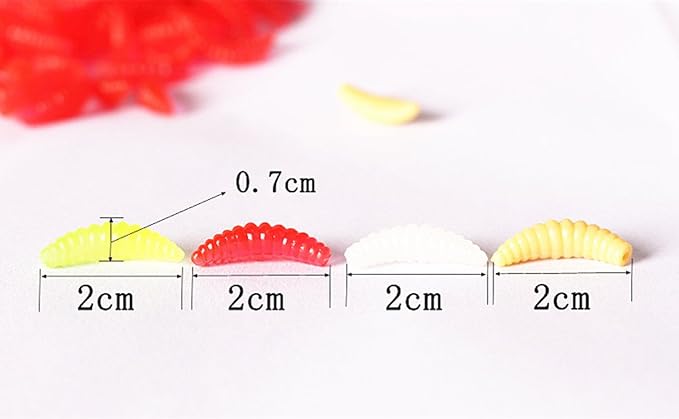 Toasis Artificial Fishing Waxworm Soft Plastic Grub Silicone Larva Wiggler Lure Baits Assorted Colors
