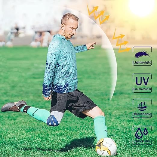 Men's UPF 50+ Sun Protection Hoodie Shirt Long Sleeve SPF Fishing Outdoor UV Hiking Lightweight Shirts