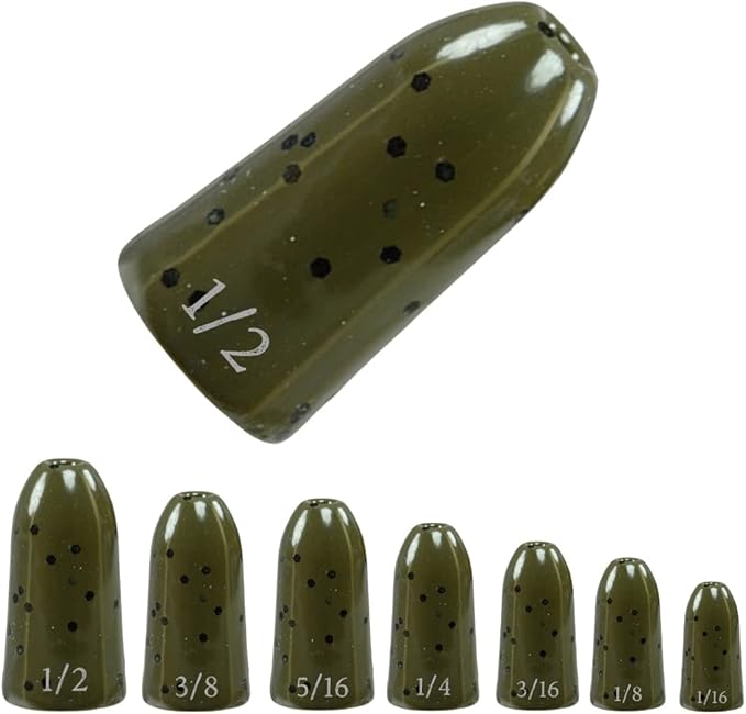 Reaction Tackle Tungsten Worm Weights for Bass Fishing - Bullet Shaped Sinkers/Fishing Weights - for Texas Rig and Carolina Rig/Size Stamped