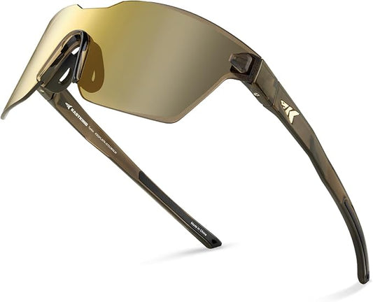 KastKing Tarkio Polarized Fishing Sunglasses, Large Single PC Lenses, Rimless Wrap Design, UV400 Protection Sports Sunglasses