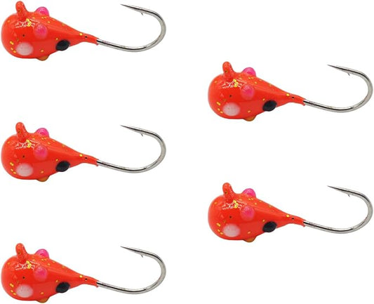 Tungsten Ice Fishing Jig Set Ice Fishing Lures, Max Sensitive Tungsten Tear Drop Ice Jig Head Hook for Panfish, Crappie, Walleye, Perch, Trout, Bluegill