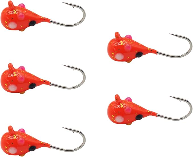 Tungsten Ice Fishing Jig Set Ice Fishing Lures, Max Sensitive Tungsten Tear Drop Ice Jig Head Hook for Panfish, Crappie, Walleye, Perch, Trout, Bluegill