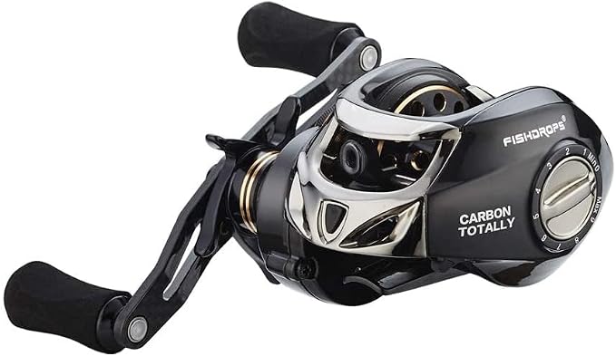 FISHDROPS Baitcasting Reels, 17+1BB Magnetic/Centrifugal Brake Systems Baitcaster Reel, High-Speed Gear Ratio 7.0 Ultra Smooth Low Profile Baitcast Fishing Reel