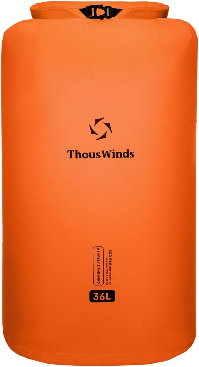 Thous Winds Heavy Duty Waterproof Dry Bag, 36L Lightweight Roll Top Dry Storage for Travel, Camping, Hiking, Kayaking, Fishin