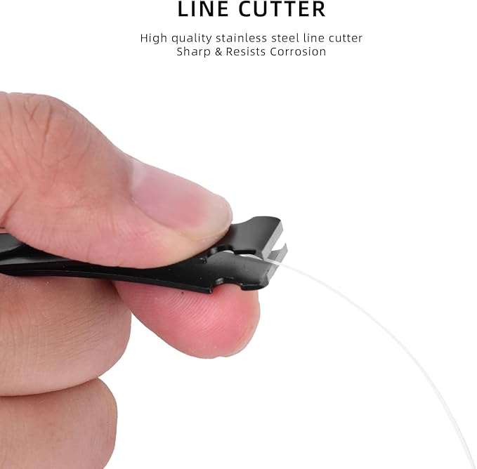 SF 2Packs 3 in 1 Fly Fishing Nipper Knot Tying Tool Black Stainless Steel Fly Line Cutter Fishing Clippers with Zinger Retractor for Tapered Leader Tippet Line