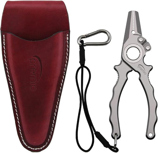 Gambler danco Premio Titanium Fishing Pliers, with Lanyard & Leather Sheath, Saltwater-Resistant Pliers for Offshore and Inshore Anglers, Multiple Sizes and Colors Available
