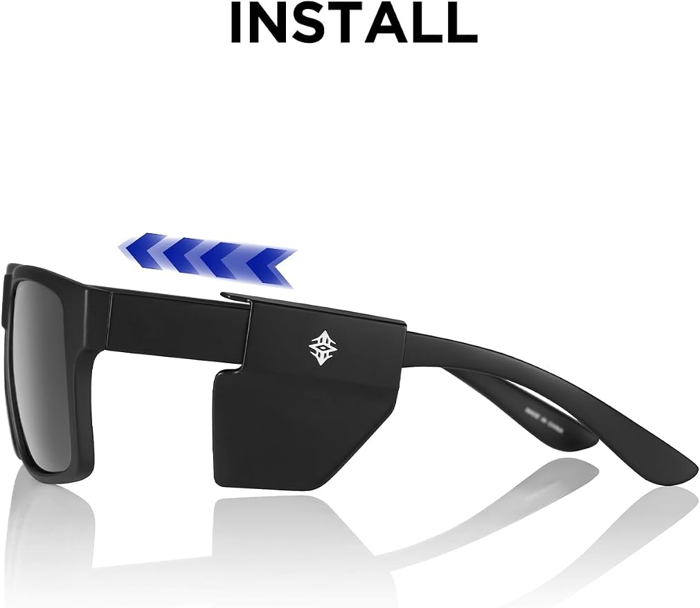 Z87 Safety Sunglasses Polarized for Men Women | Removable Side Shields UV 400 Protection ,Fishing Driving Working