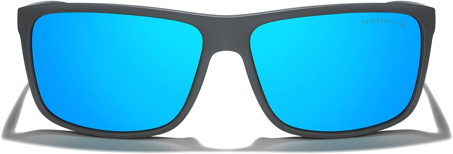 MERRY'S Rectangular Polarized Sports Sunglasses for Men Women Cycling Driving Fishing UV400 Protection S8225