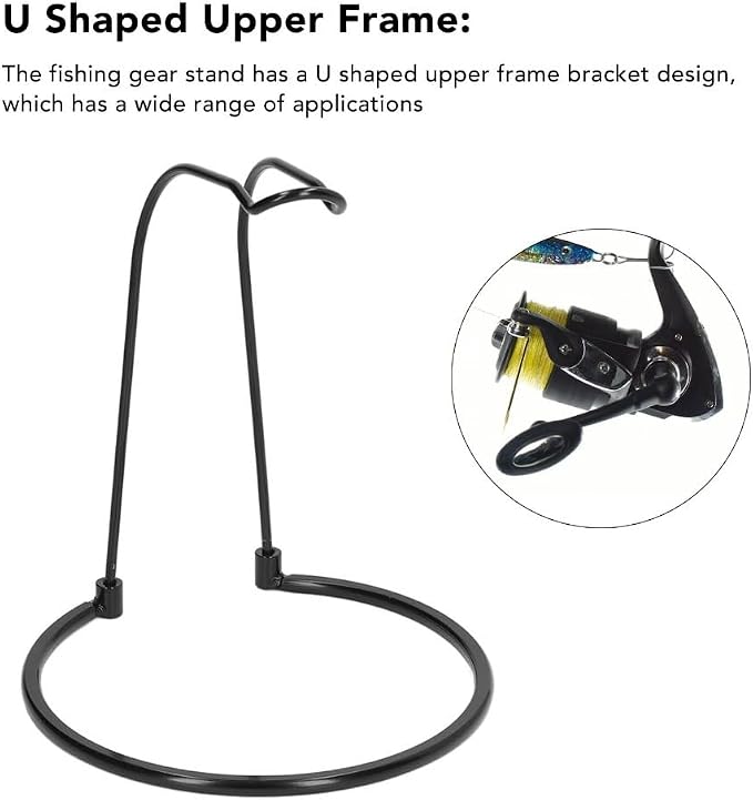 Stainless Steel Fishing Reel Rack - Portable Rod Holder Stand for Display & Storage Reel Bracket, 16.5x14.5x3cm(Black)