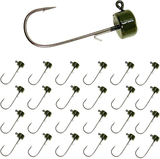 Reaction Tackle Ned Rig Jig Heads - Mushroom Jig Head Shroom jigs, Bass Fishing Lures, Fishing Tackle Finesse Jig Fishing Hooks (25-Pack Kit)