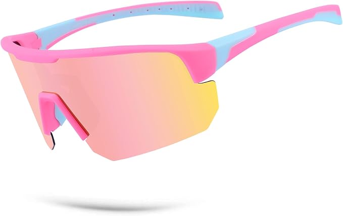 BangLong Lightweight Polarized Sports Sunglasses for Men Women, UV400 Protection Wrap-Around Sunglasses for Running Cycling
