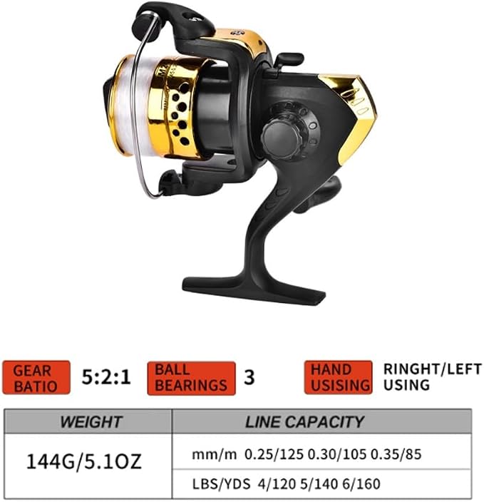 Fishing Reels Baitcasting Fixed Spool Reel Powerful Carp Fishing Reel Spinning 5.2: 1 Gear Ratio Fishing Reel Tackle Accessory Freshwater/Saltwater Use