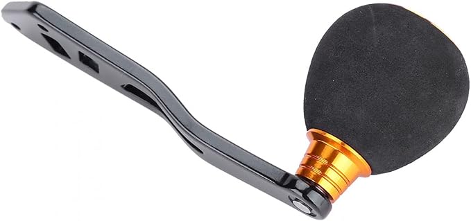 Fishing Reel Handle Replacement, Power Handle with EVA Knob Single Rocking Arm for Low Profile Baitcasting Reels, Upgrade & Repair Tool Accessories (Black Gold)