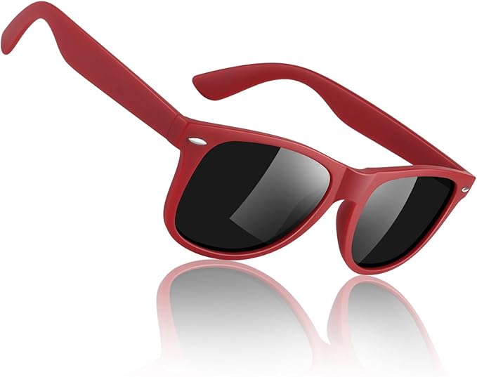 Sunier Polarized Sunglasses for Men and Women, Retro Square Matte Finish UV400 Protection Shades for Driving, Fishing