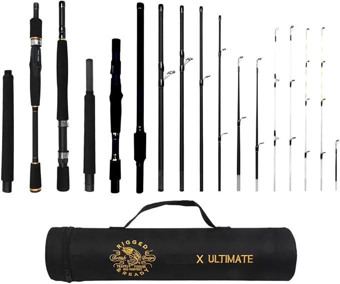 Rigged & Ready X Series™ Travel Fishing Rods. 6 Super Compact Combos and Rods, Multi-Functional, Spinning Poles. 5 to 25 Techniques from one Rod. Spin, Bass, Carp, Fly. Fresh & Saltwater Angling.
