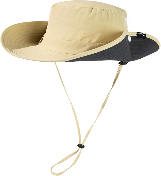 TOP-EX Men's Wide Brim Sun Hat UPF 50+ Waterproof, Packable Breathable Mesh Boonie Bucket Cap for Hiking Fishing Safari