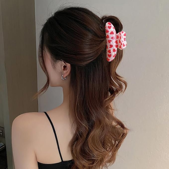 1 Pack Heart Hair Claw Clips - Large Acrylic Heart Shape Hair Clips Non-Slip Laser Hair Claw Clips Strong Hold Hair Styling Holiday Hair Accessories for Women Girls Bridesmaid Gifts