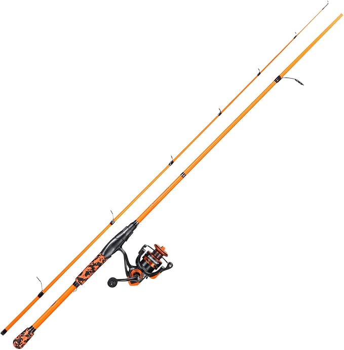 Sougayilang Spinning Combo – 5.2:1 Gear Ratio, 15.6LB Drag, IM7 Graphite 2-Piece Rod, Stainless Steel Guides for Bass, Trout, Redfish