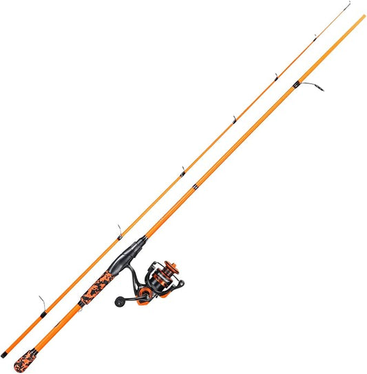 Sougayilang Spinning Combo – 5.2:1 Gear Ratio, 15.6LB Drag, IM7 Graphite 2-Piece Rod, Stainless Steel Guides for Bass, Trout, Redfish