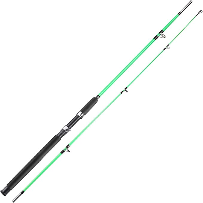 Sougayilang Fishing Rod, 2-Piece Composite Graphite & Glass Blanks Saltwater Trolling Rod Offshore Surf Fishing Pole with Stainless Steel Line Guides for Catfish, Salmon Glass Fiber Spinning Rod