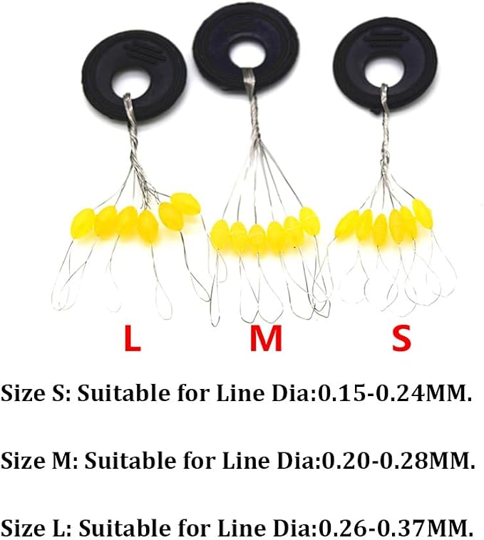 Senyu 6 in 1 Fishing Bobber Stopper,Soft Silicone Float Sinker Stops,100Pcs Cylinder,Oval Float Stop Stoppers