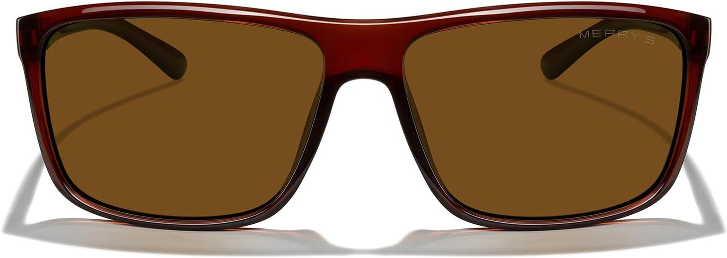 MERRY'S Rectangular Polarized Sports Sunglasses for Men Women Cycling Driving Fishing UV400 Protection S8225