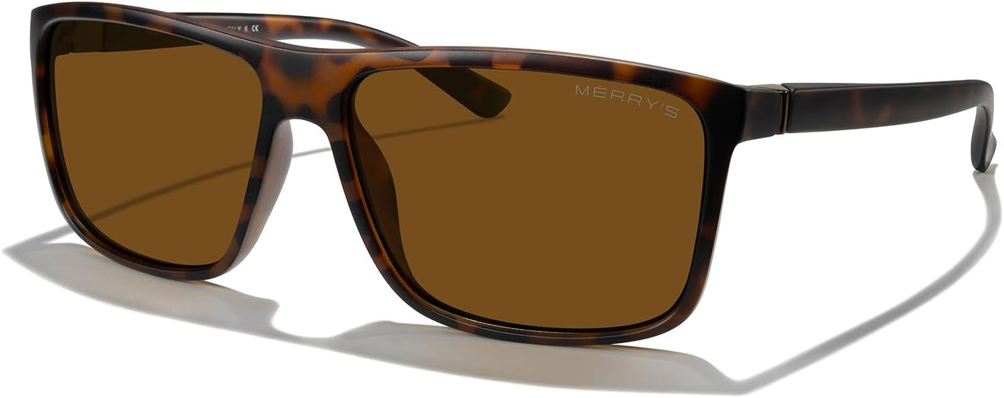 MERRY'S Rectangular Polarized Sports Sunglasses for Men Women Cycling Driving Fishing UV400 Protection S8225