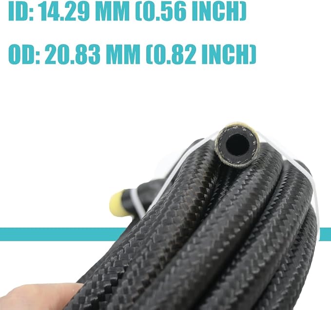 10AN Hose - AN10 Fuel Line 10ft Stainless Steel Nylon Braided 500 PSI Transmission Lines for Oil, Cooler, Brake, Transmission, Clutch, Fluids, Gas