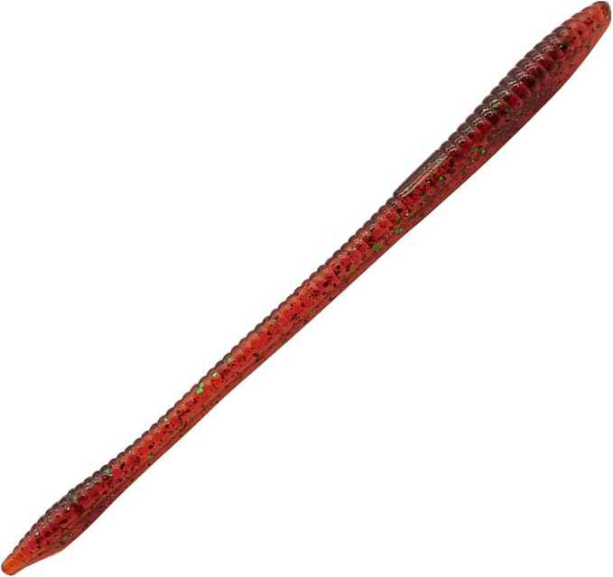 Soft Plastic Worm Lures for Bass Fishing, 6 inch Finesse Ribbed Worm Bait for Drop Shot, Shaky Head, Neko & Texas Rig, Natural Fall, Salt Infused, 12-Pack