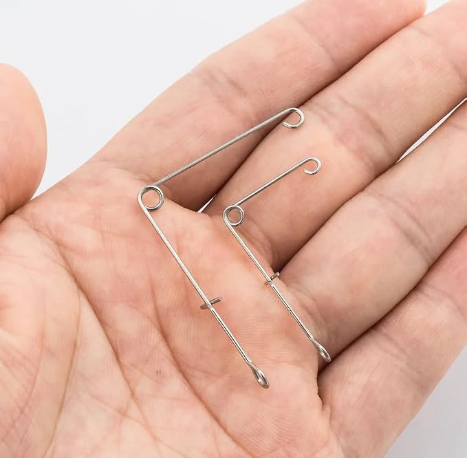 50 pcs Fishing Spinnerbait Shaft Wire Stainless Steel Spinner Lure Making Supplies Bass Jig Head Hook Spinner Blade Freshwater