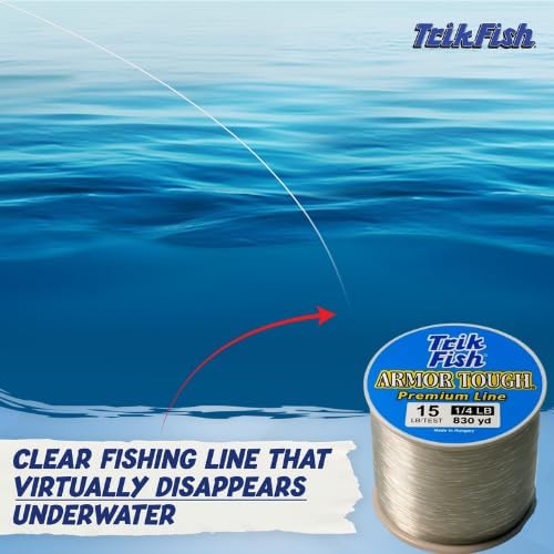 TrikFish Armor Tough Camouflage Monofilament Fishing Line - Stealthy & Strong - Camo Monofilament Line for Freshwater & Saltwater Fishing - Bulk 1/4LB Spool of Mono