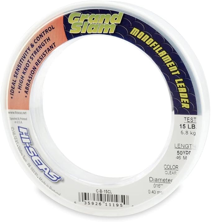 HI-SEAS Grand Slam Monofilament Fishing Leader - Superior Strong Clear Black, for Freshwater & Saltwater Big Game Bottom Fishing, Trolling