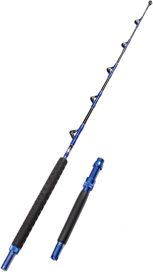 Fiblink 2-Piece Saltwater Offshore Heavy Bent/Straight Butt Trolling Rod Fishing Roller Rod Conventional Boat Deep Sea Fishing Pole (5'1"/5'6"/6'/6'6",30-50lb/50-80lb/80-120lb)