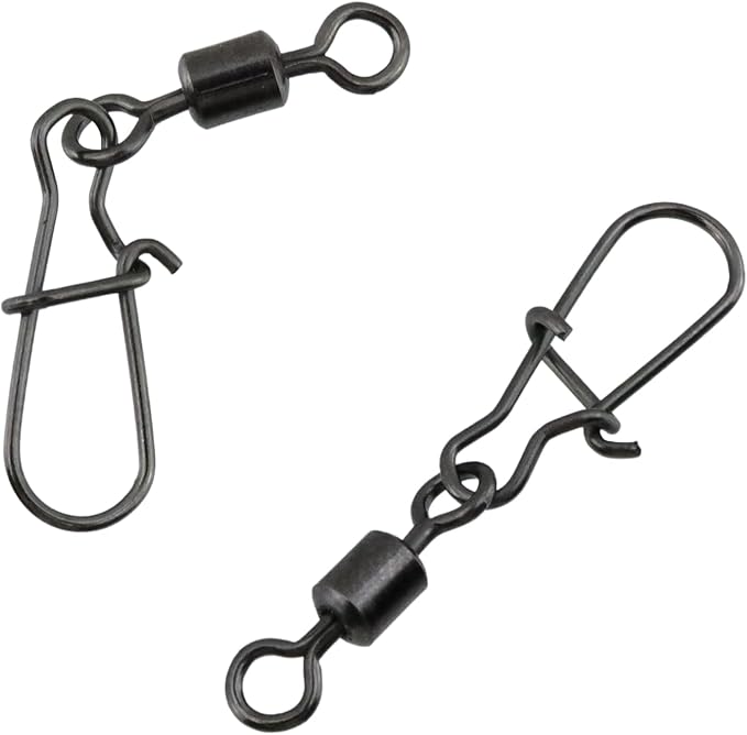 Dnyta 150 Pcs Speed Clips for Fishing Lures, Enhanced Fishing Snap Swivels Pins, Rolling Ball Bearing Barrel Swivel Freshwater (7Lb-104Lb)