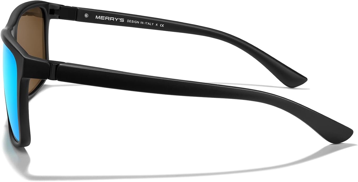 MERRY'S Rectangular Polarized Sports Sunglasses for Men Women Cycling Driving Fishing UV400 Protection S8225