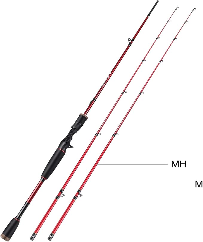 Sougayilang Fishing Rod, 2Pc Casting Rod Spinning Rod for Freshwater Tournament Quality Fishing Pole with 2 Tips for Bass