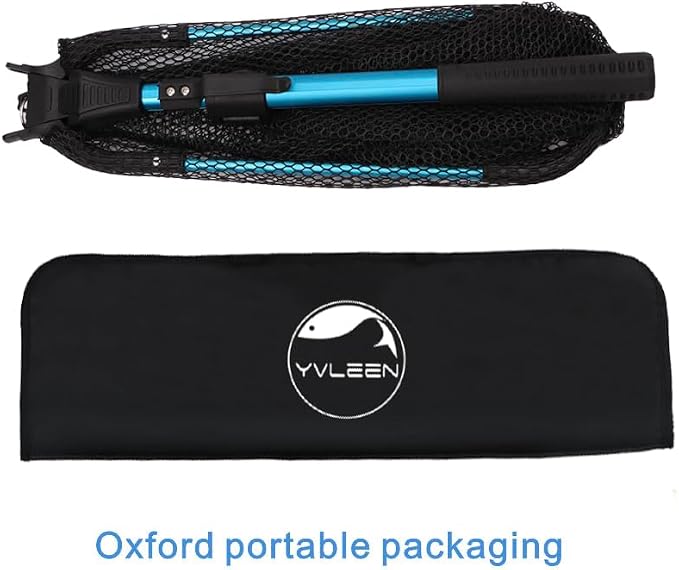 YVLEEN Folding Fishing Net - Foldable Fish Landing Net Robust Aluminum Telescopic Pole Handle and Nylon Mesh 16inch Hoop Size