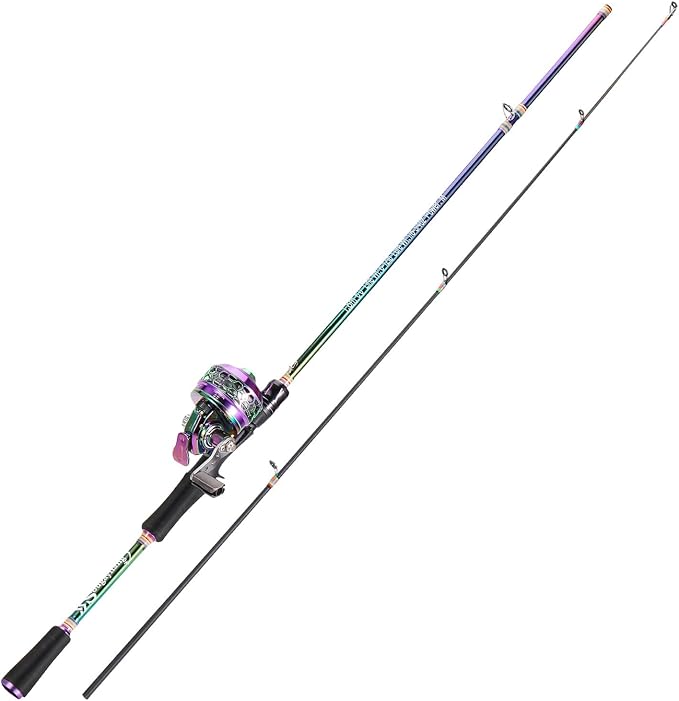 Sougayilang Fishing Reel Rod Combo, Two Pieces Colorful Poratble Light Weight Casting Rod with Spincast Fishing Reel for Freshwater