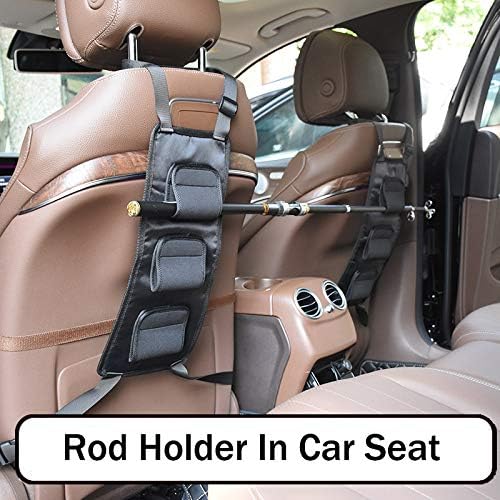 GREATFISHING 2 Pack Car Fishing Rod Holder Adjustable Fishing Pole Holder Belt Straps Fishing Rod Holder Vehicle Fishing Pole Rack Fishing Rod Rack Carrier for Car, SUVs and Vans(Black Rod holder)