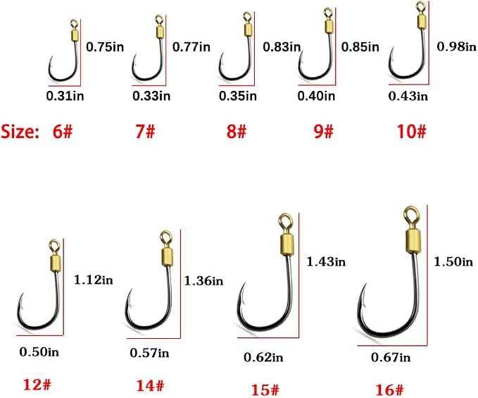 Fishing Hook with Leader,5 Hooks Fishing Rig-7 Strands Nylon Coated Fishing Leader with Swivle,Snap,Hooks