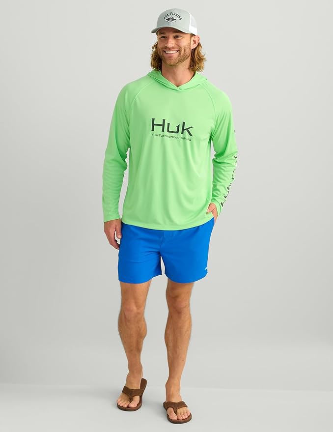 HUK Mens Pursuit Vented Long Sleeve Hoodie, Fishing Shirt with Hood