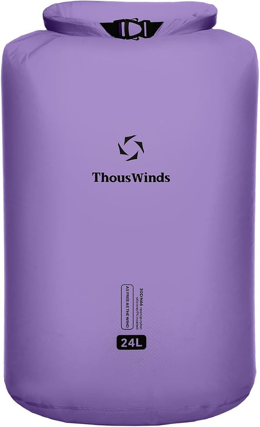 Thous Winds Dry Bag Waterproof, 24L Roll Top Lightweight Dry Sack for Kayaking, Boating, Swimming, Camping, Beach, Travel