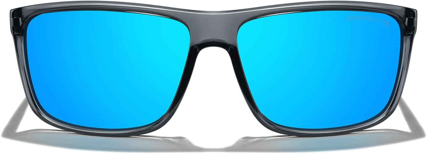 MERRY'S Rectangular Polarized Sports Sunglasses for Men Women Cycling Driving Fishing UV400 Protection S8225