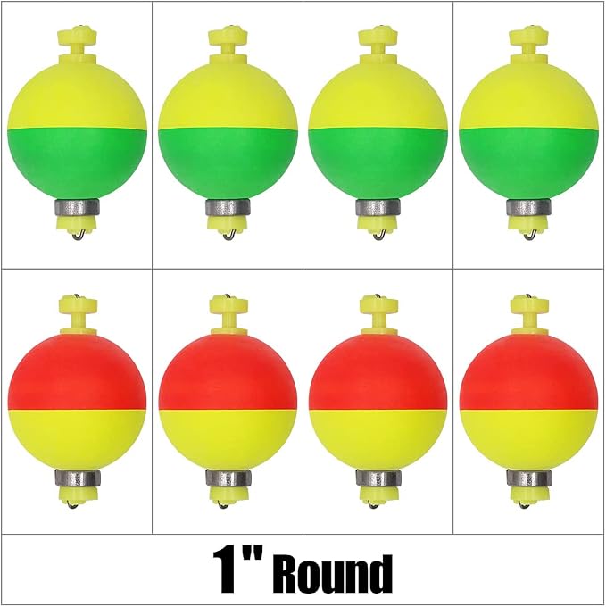 XFISHMAN Weighted-Bobbers-for-Fishing-Floats-Bouy Slip Bobber Fishing Corks Kit Crappie Bluegills Panfish Catfish Hand Made Foam Float 1 Inch 2 in 8-12 Pack