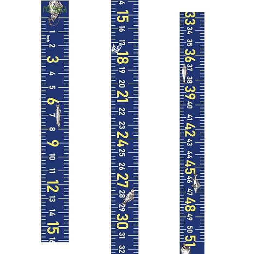 51 Inch Fish Measuring Tape Sticker for Boat 3Pcs Waterproof Self Adhesive Fishing Ruler for Boat Fishing Rod Kayak Accessories Cooler Workbench (Blue)