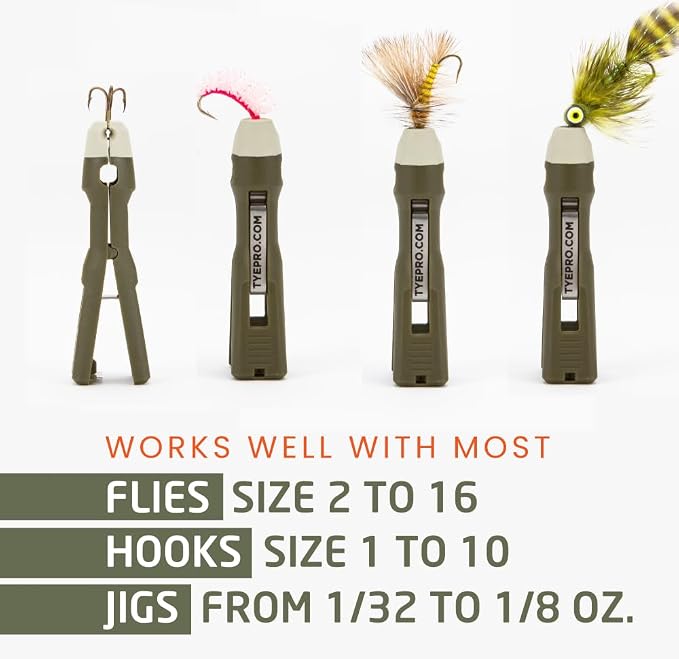 Fly and Ice Fishing Knot Tying Tool - Easily Tie Hooks, Jigs and Flies, Grip Eyelet, Thread Line, and Clip Fishing Line With One Accessory